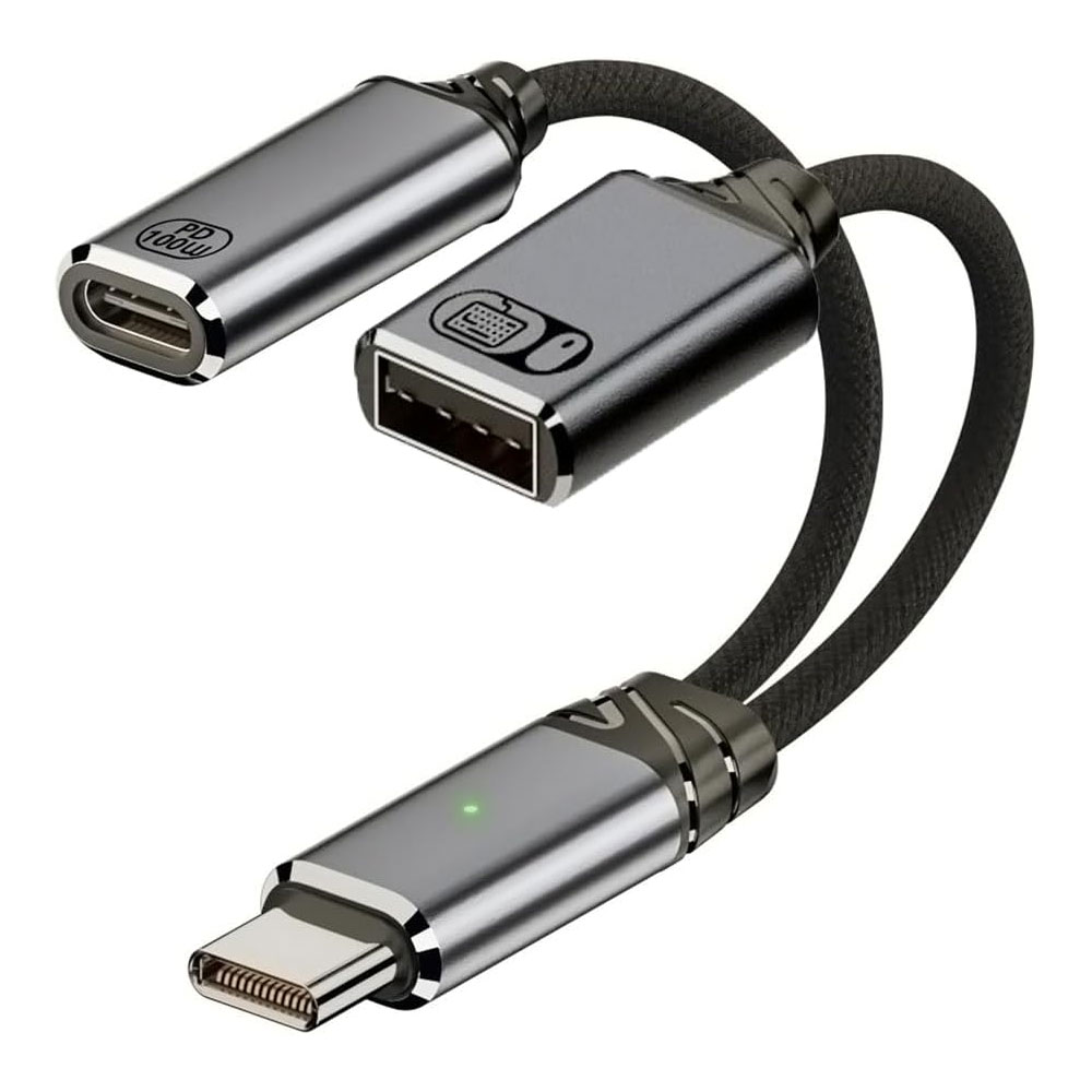 2 in 1 USB Type C オス - USB Type A 2.0 メス 480Mbps データ転送 OTG & USB Type C メス 100W PD 電源ケーブル ノ…