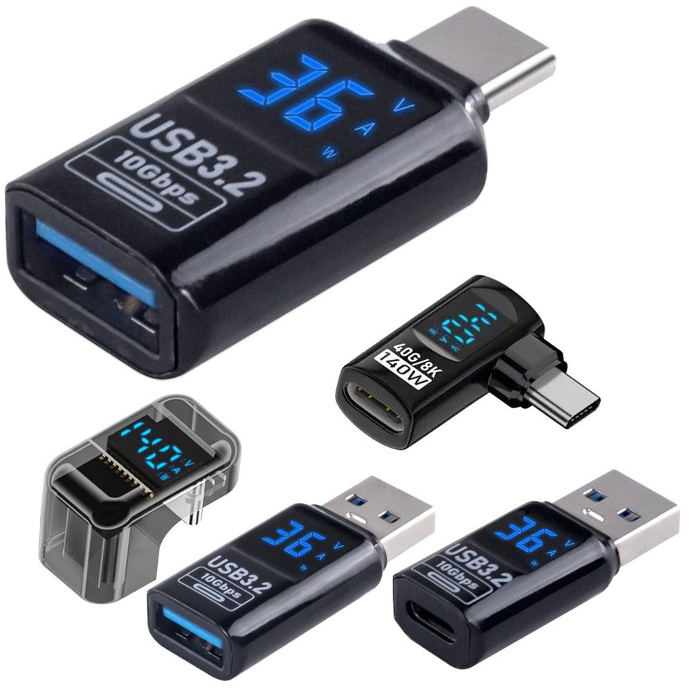 USB変換アダプタ LEDワットスクリーン表示 リアルタイムの電力監視 USB3.2 10Gbps / USB4.0 40Gbps LED..