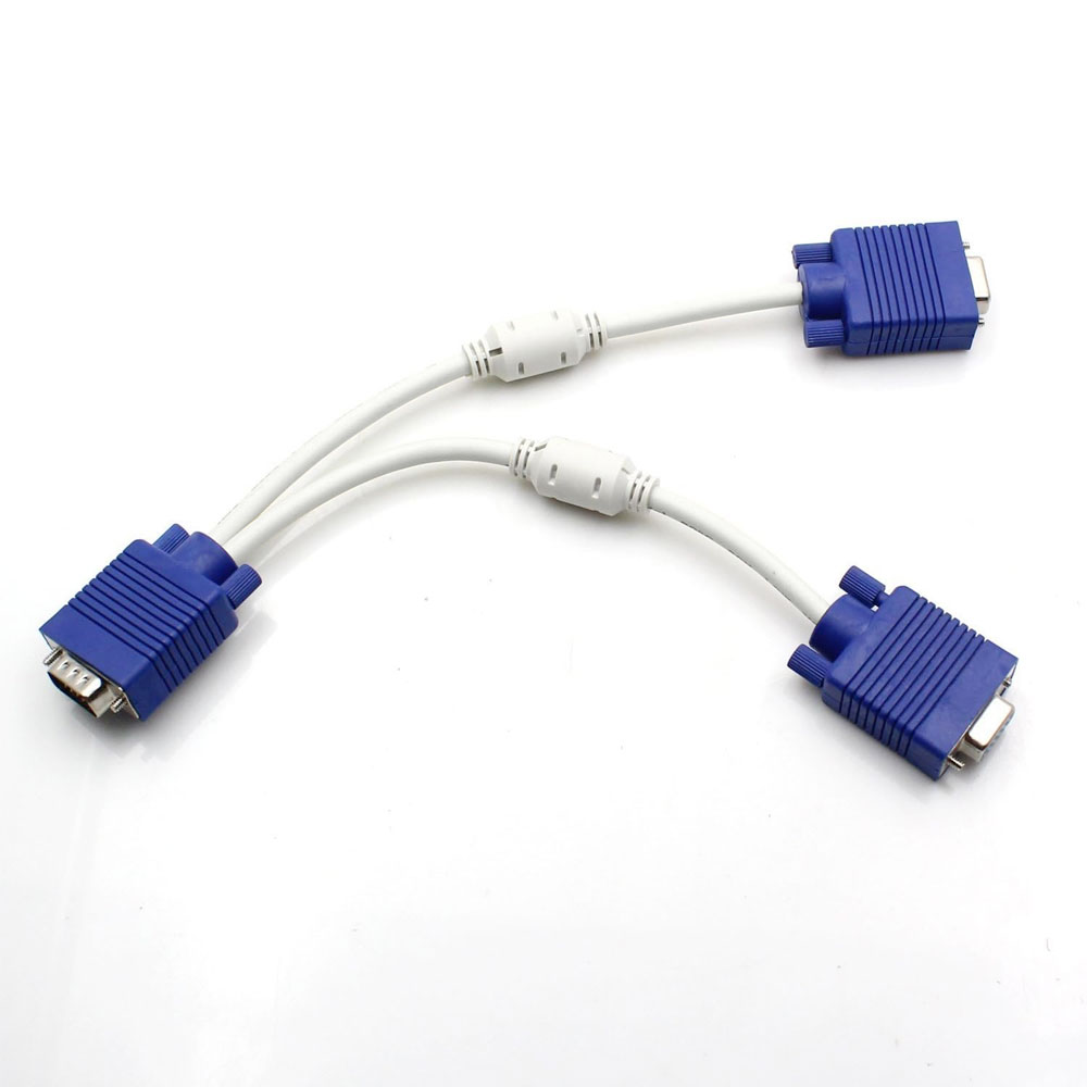 【送料無料】VGA to 2VGA VGAスプリッターケーブル 27cm 1入力2出力 Yスプリッター...