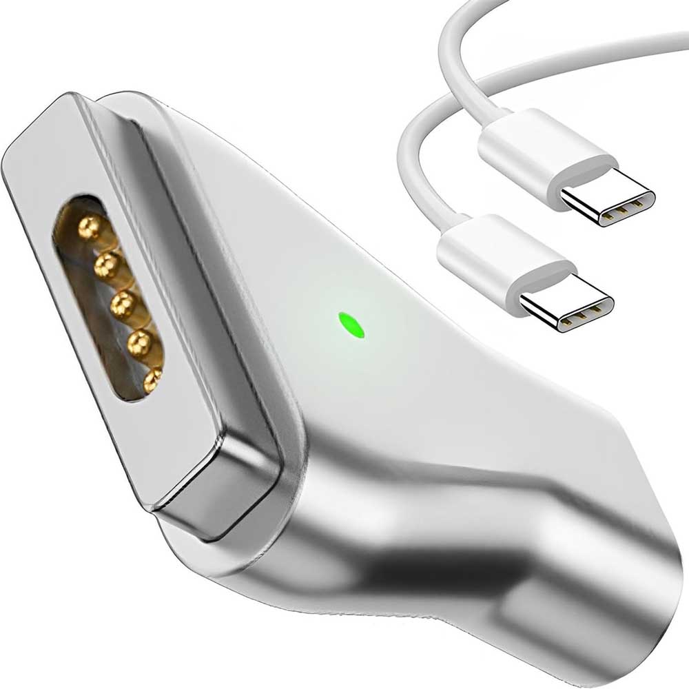 USB C Type C Magsafe2 急速充電アダプター T-Tip型磁気充電 マグセーフ2互換 変換 PD Mac 充電器【65W 87W 最大100W PD】2012-2017 MacBook Air 13/15インチの2012-2015 MacBook Proに対応【 最大100W/5A PDケーブル1m アダプター】