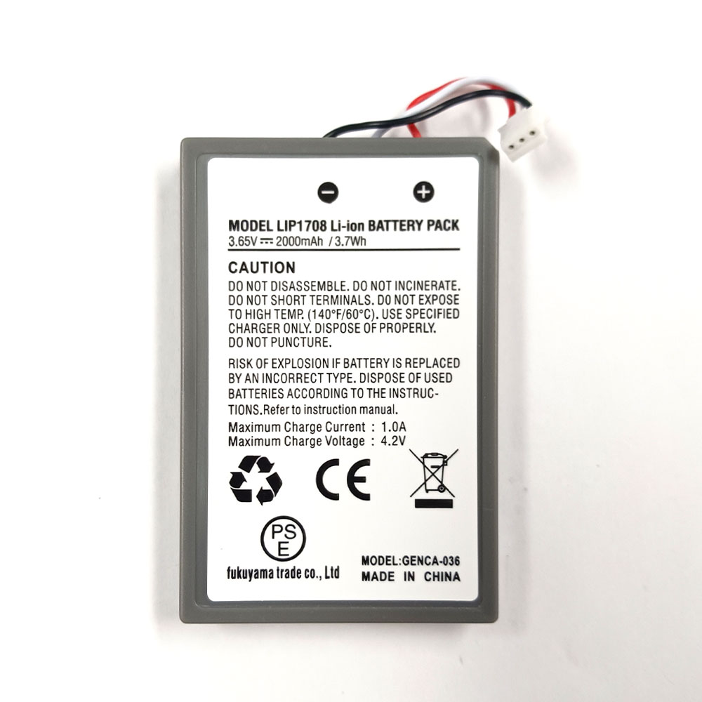 For PS5対応ワイヤレスコントローラー LIP1708 互換 バッテリー 2000mAh 3.7V バッテリー【送料無料】 商品仕様 ■互換型番　 【PlayStation 5対応 PS5対応】LIP1708 ■電圧：3.7V　 ■容量：2000mAh　 ■サイズ/重量 ■純正品ではございません 対応機種 【PlayStation 5対応 PS5対応】 ワイヤレスコントローラー DualSense対応 CFI-ZCT1J(ホワイト) CFI-ZCT1J01(ミッドナイト ブラック) CFI-ZCT1J02(コズミック レッド) CFI-ZCT1J03(ノヴァ ピンク) CFI-ZCT1J04(ギャラクティック パープル) CFI-ZCT1J05(スターライト ブルー) CFI-ZCT1J06(グレー カモフラージュ) CFI-ZCT1J07(ヴォルカニック レッド) CFI-ZCT1J08(スターリング シルバー) CFI-ZCT1J09(コバルト ブルー) CFI-ZCT1JZ5(モンスターハンターワイルズ リミテッドエディション) 【免責事項】 重要：作業を行うことにより、機器はメーカーやキャリアによる保証の対象外となります。 商品特徴 ●保護回路：本製品には過電流保護、過充電防止、過放電防止の保護回路が内蔵されていますので使用機器にダメージを与えることなく安心してご利用いただけます。 ●電気用品安全法（丸形PSEマーク）製品 ●製造販売元/届出事業者：株式会社福山商事 注意事項 初期不良などによる返品は到着から1週間以内とさせていただきます。 発送方法 定形外・ゆうメール：送料無料　「代引不可」。 代引きご希望の場合は、別途ゆうバック送料と代引き手数料はいただきますので、ご了承の上、ご利用くださいませ。For PS5対応ワイヤレスコントローラー LIP1708 互換 バッテリー 2000mAh 3.7V バッテリー【送料無料】