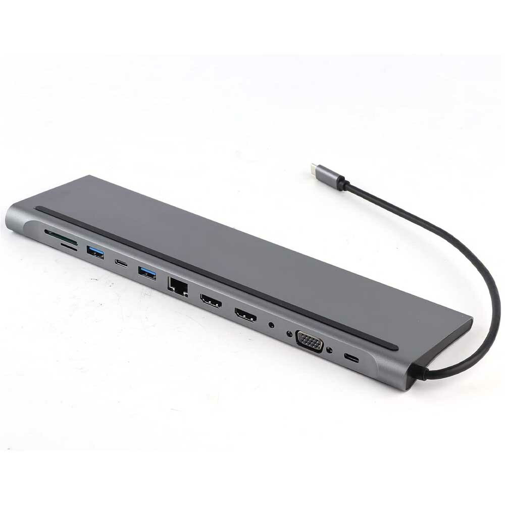 USB-C 12in1hbLOXe[V fAHDMI 4K@30~60Hz VGA 3*USB-A USB-C nu I[fBI C[Tlbg SD/TF [_[ PD-in (100W Max)AMacBook Pro Air HP Dell Lenovo Asus AcerȂǗpyA~ 