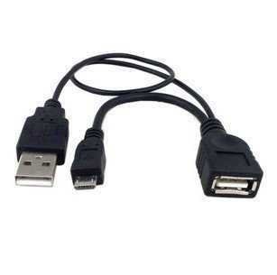 【送料無料】Galaxy/HTC/Lenovo Miix 2 8/Xperia　Z3対応 micro USB-USB Aメス OTGケーブル USB機器給電端子付