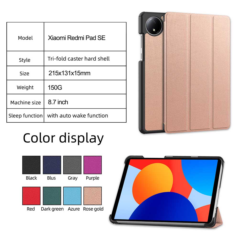 Rakuten - シャオミ Xiaomi Redmi Pad SE 8.7 インチ ケース カバー 傷つけ防止 スタンドカバー薄型 軽量 三つ折 内蔵マグネット開閉式 PUレザーカバー 全面保護シャオミ レッドミ Redmi Pad SE 8.7 送料無料