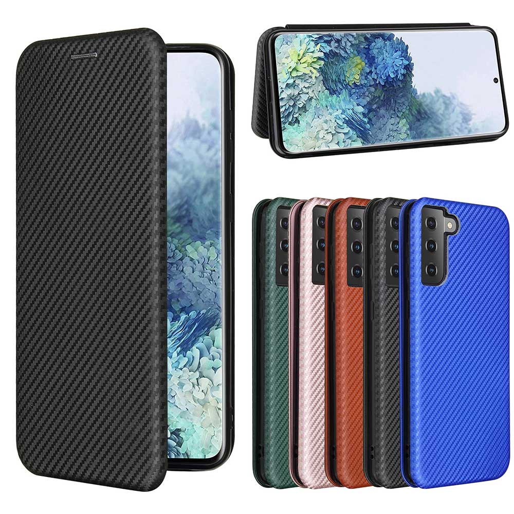 乐天商城 - Galaxy S21+ Plus 手帳型 薄型 カーボンデザイン 炭素繊維カバー TPU 保護バンパー 財布型 マグネット式 カード収納 落下防止 ホルダ 横開き ギャラクシー エス21プラス サムスン 送料無料