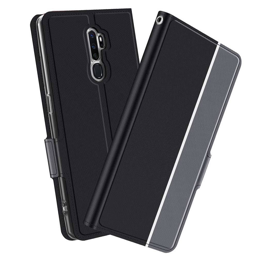 乐天商城 - OPPO A5 2020 ケース カバー スマホケース 手帳型 ツートンカラー ストラップ付 マグネット 定期入れ ポケット シンプル オッポ エー5 送料無料