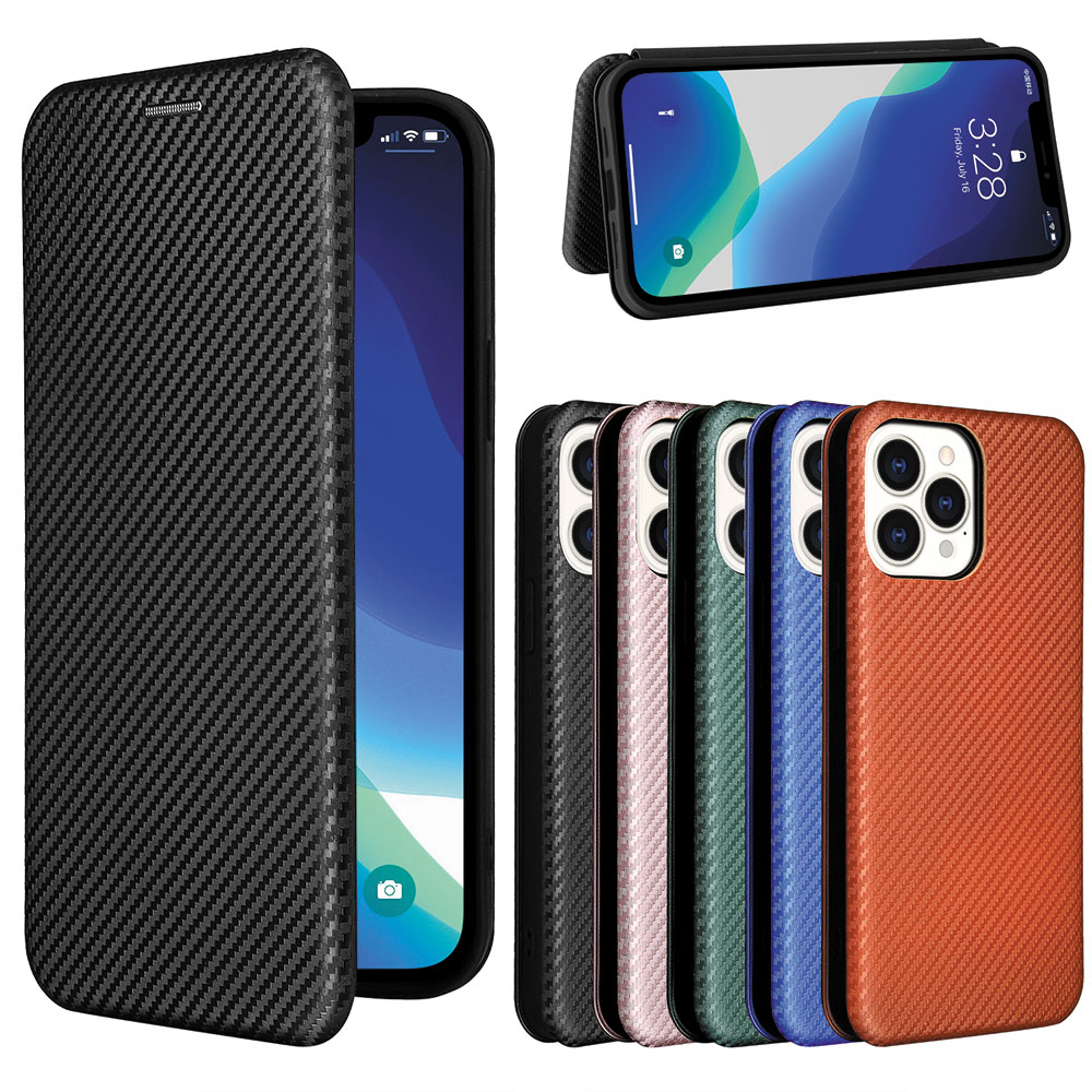 乐天商城 - 【送料無料】iPhone13 Pro Max手帳型 薄型 カーボンファイバー 炭素繊維カバー TPU 保護バンパー 財布型 マグネット式 カード収納 落下防止 ホルダ 横開き