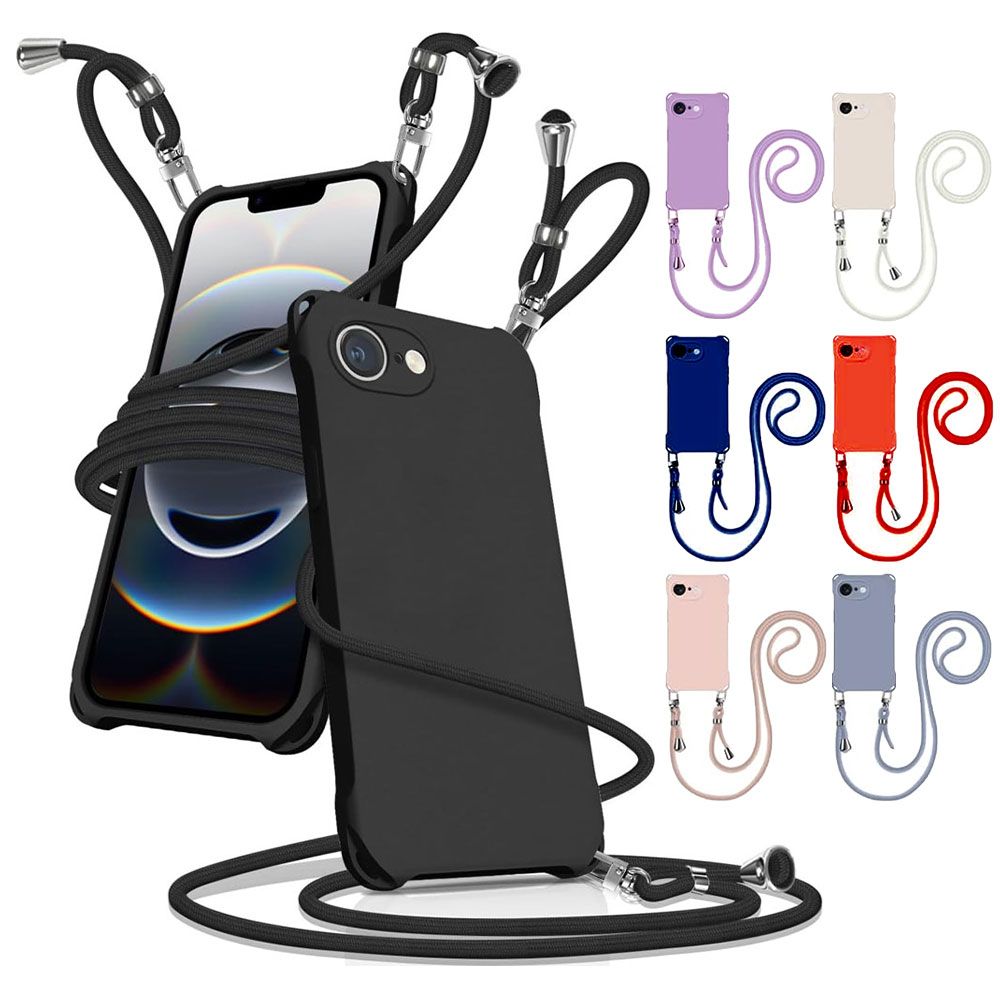 iPhone17e iPhone16e / iPhone17 / 17 Pro / 17 Air/ 17 Pro Max 用 ショルダー ケース シリコンカバー 耐衝撃 肩掛け 斜めかけ 縄掛けケース 紐付き 長さ調整可能 取り外し可能 傷付き防止 マット質感 指紋防止 アイフォン17/17Pro/17Air/ 17e/ 16e 送料無料