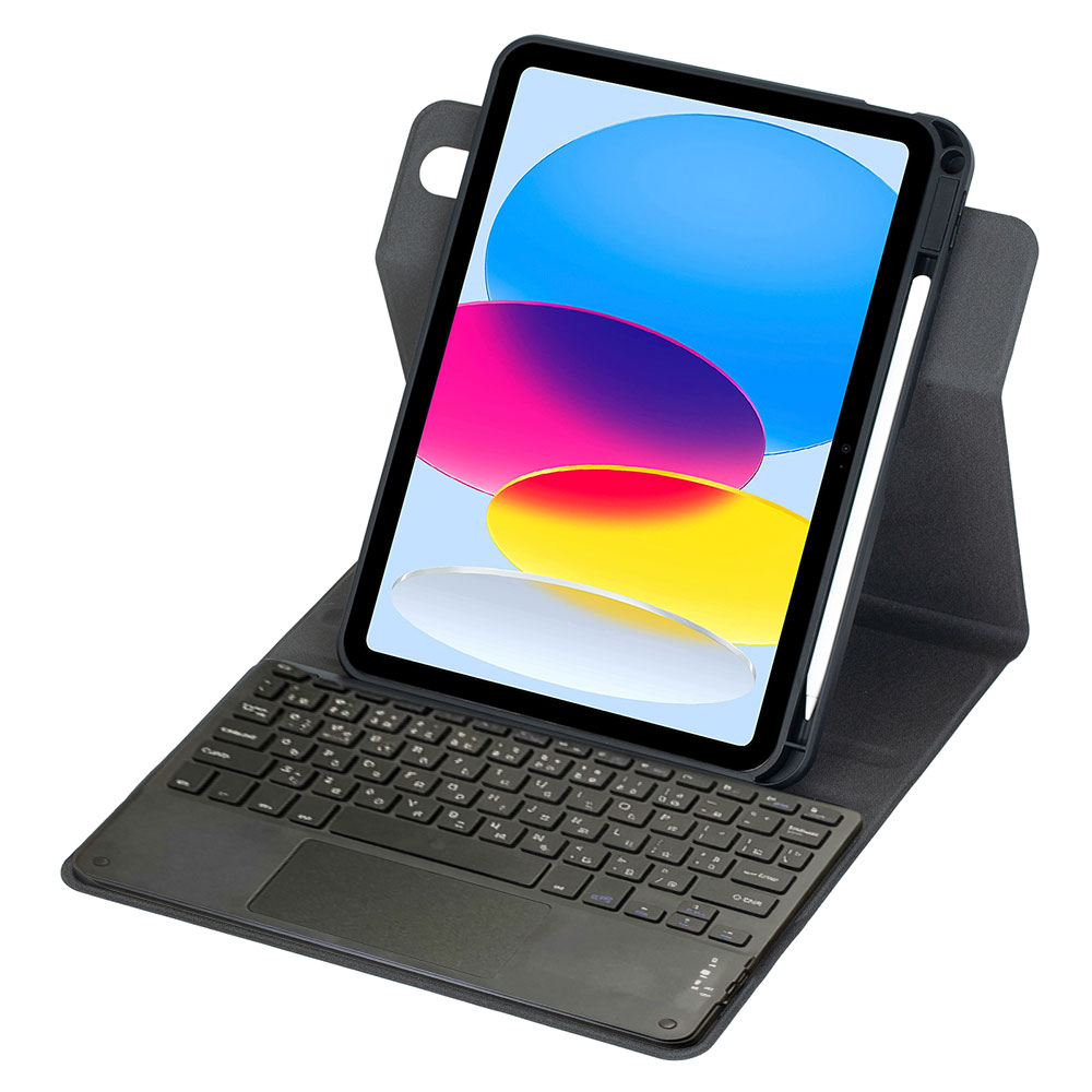 iPad A16 2025/iPad 10.9 2022 超薄360度回転レザーケース付き タッチパッド Bluetooth かな/英字キーボード兼スタンド兼カバー US配列 ペンシル収納 脱着式 スタンド機能 軽量・全面保護 リモートワーク最適 在宅勤務 iPad10.9 第10世代 第11世代 送料無料 pcastore-10007628 PCASTORE サンプル画像3
