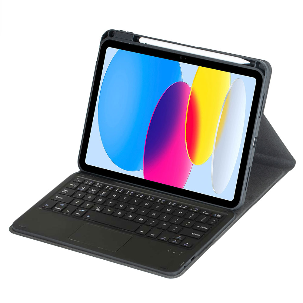 iPad A16 2025 / iPad 10.9 2022 用 ケース ＆ タッチパッド付 キーボード PUレザーケース スタンド兼カバー Bluetoothキーボード バックライト仕様有 US配列 ペンシル収納 キーボード脱着式 スタンド機能 360度回転 全面保護 リモートワーク iPad10.9 第10/第11世代 pcastore-10007627 PCASTORE サンプル画像2
