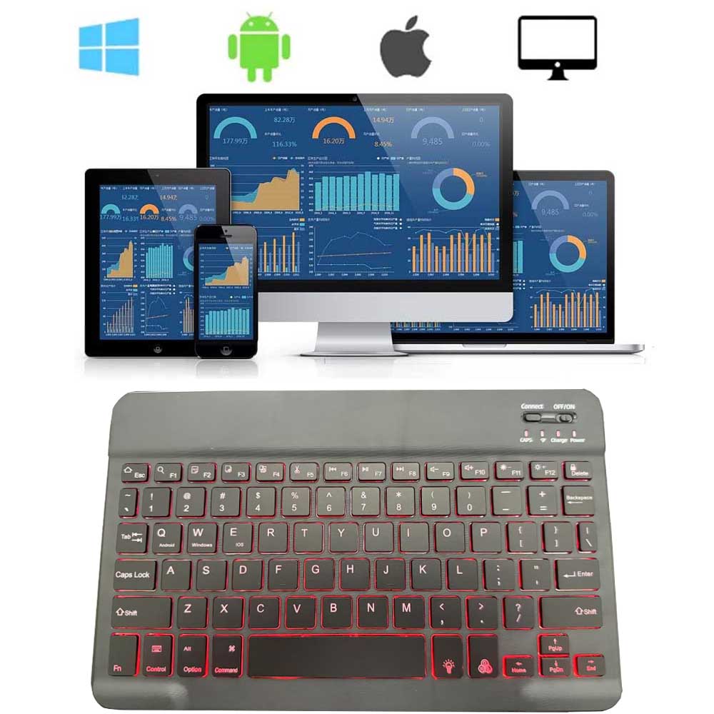 極薄 Bluetoothキーボード10-12インチタブレット汎用 タブレットキーボード RGB 7色バックライト搭載 USB充電 軽量 携帯便利 コンパクト iPad Pro/iPad Air3タブレット/iPhone用 Surface Go/Surface Pro用 iOS/Android/Mac/ リモートワーク 在宅勤務 pcastore-10006905 PCASTORE サンプル画像3
