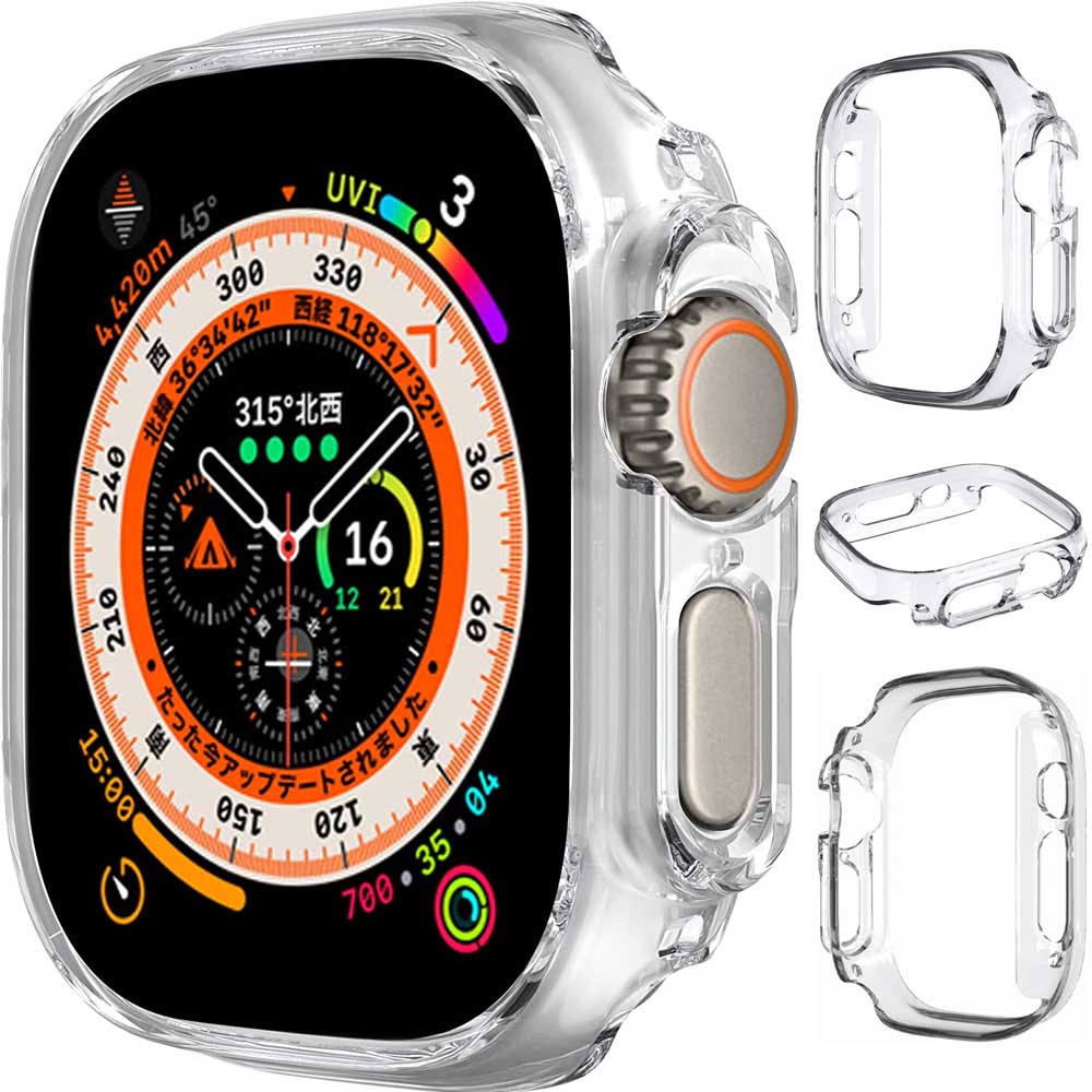 Apple Watch 8 ultra 49mmケース アップルウォッチカバー 保護カバー apple watch ケース PC素材 側面のみの保護 衝撃吸収 簡易着脱 超薄型 シンプル 軽量 保護カバー アップルウォッチ8 ケース 送料無料