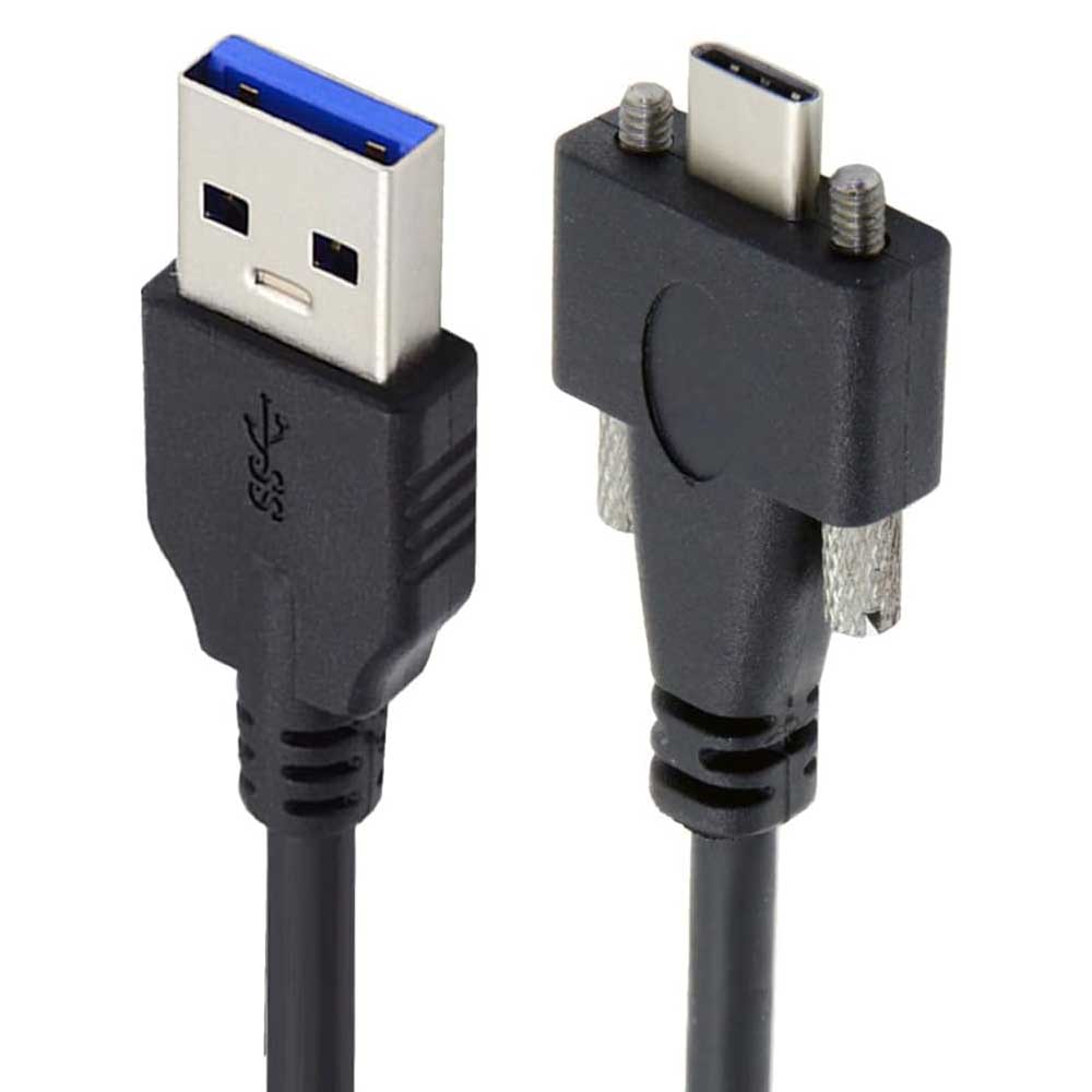 Rakuten - USB3.1 Type-C USB-Cデュアルネジロック式Type-A USB3.0データ10Gbps電源コード1m ネジ止め付き VR産業用カメラ、スマートフォン、FPV、コンピューターに対応 送料無料