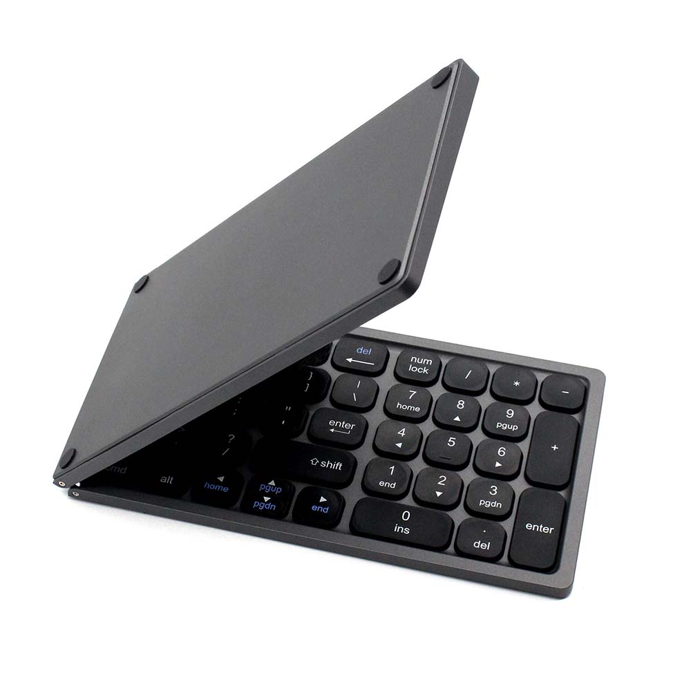 ワイヤレスキーボード　コンパクトフタツオリ テンキー付き Bluetooth タブレット PCキーボード 無線 折りたたみ 超薄型 リモートワーク最適 在宅勤務 キーボード iPad ASUS arrows Lenovo ACER SONY 東芝 galaxy iOS Android windows pcatec-10003503 pcatec サンプル画像2