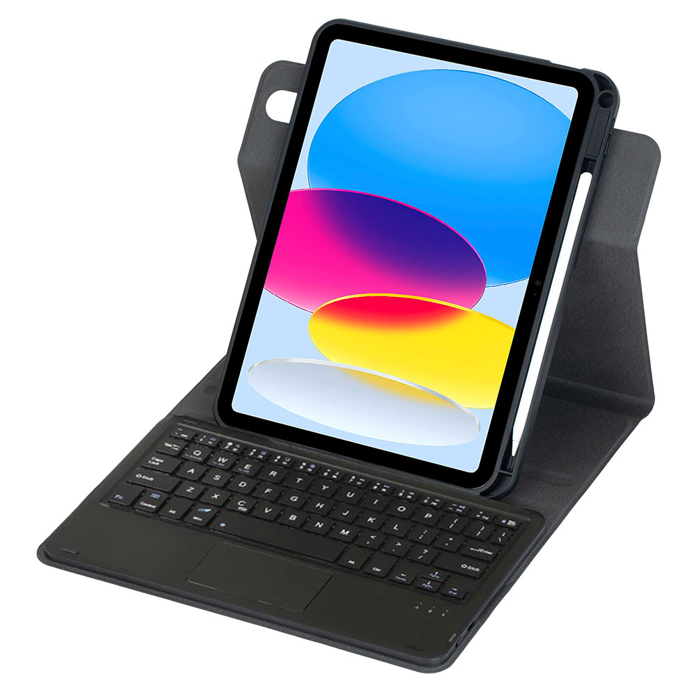 iPad A16 2025 / iPad 10.9 2022 用 ケース ＆ タッチパッド付 キーボード PUレザーケース スタンド兼カバー Bluetoothキーボード バックライト仕様有 US配列 ペンシル収納 キーボード脱着式 スタンド機能 360度回転 全面保護 リモートワーク iPad10.9 第10/第11世代 pcatec-10006605 pcatec サンプル画像3