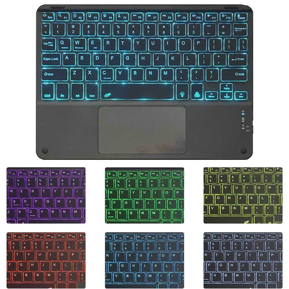 極薄 Bluetoothキーボード10-12インチタブレット汎用 タブレットキーボード タッチパッド付RGB 7色バックライト搭載 USB充電 軽量 携帯便利 コンパクト iPad Pro/iPad Air3タブレット/iPhone用 Surface Go/Surface Pro用 iOS/Android/Mac/ リモートワーク 在宅勤務 pcatec-10005986 pcatec サンプル画像2