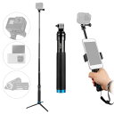 【送料無料】GoPro HERO9 対応 自撮り棒 一脚 ハンドヘルド 拡張可能 アルミ合金 調整可能ポール 三脚 スマホ用ホルダー付き 超軽量5段収納式 iPhone用 Androidスマートフォン GoPro Hero 用 SJCAM用 YI 4K / YIアクションカメラ用(25-90cm)(2)