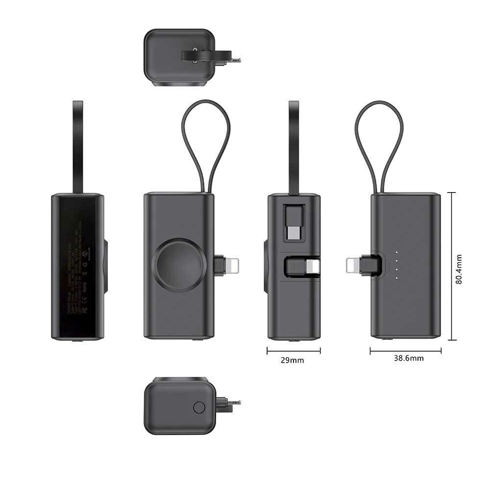 軽量 小型【18.5W PD急速充電 Apple Watch対応】5000mAh スマホ充電器 急速充電 iPhone全シリーズ Android iWatch同時充電3台同時充電 ケーブル内蔵 iPad/iPod/AirPods対応 持ち運び便利 機内持ち込み可能 旅行/出張/アウトドア/キャンプ/停電対策/防災 PSE認証 送料無料 pcatec-10006366 pcatec サンプル画像2