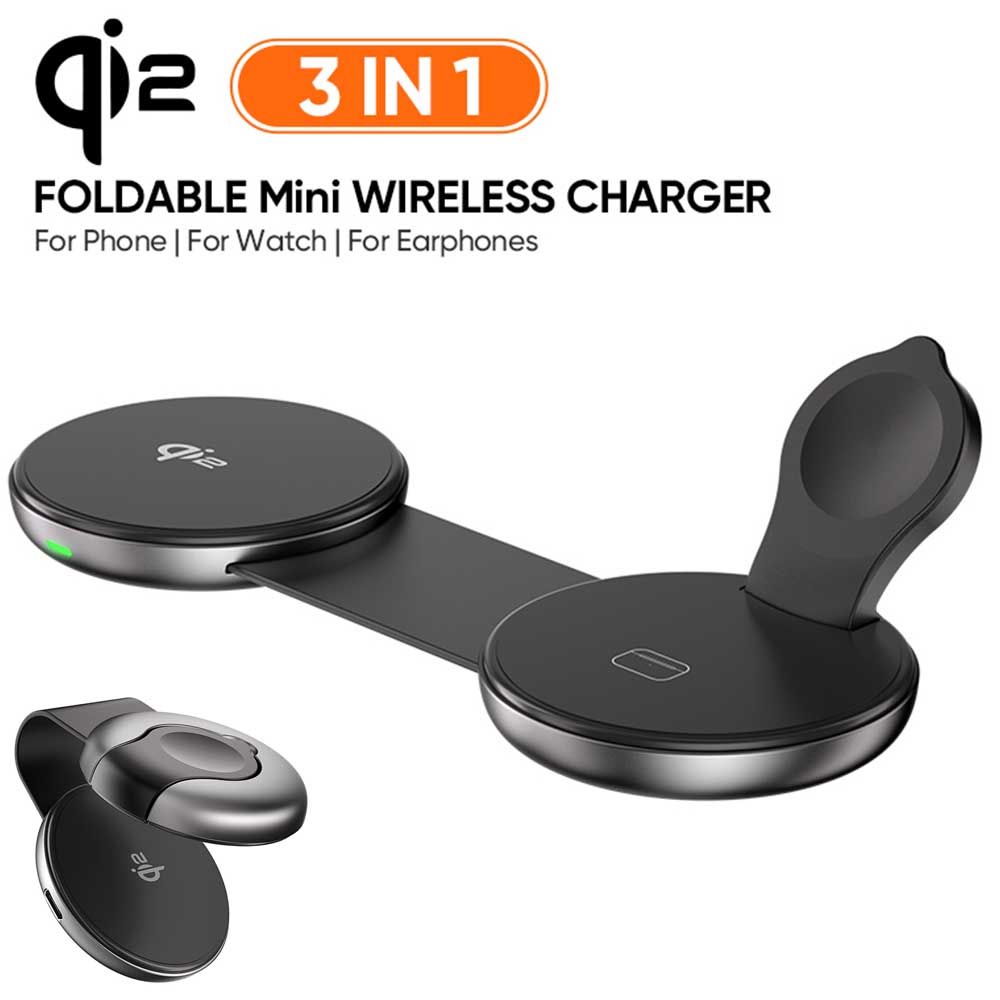 【送料無料】3in1 ワイヤレス充電器 Qi2対応 マグネット式 MagSafe対応 折り畳み式 急速充電器 置くだけ充電 ポータブル 15W急速充電 iPhone AirPods Apple Watch アイフォン エアポッズ アップルウオッチ 商品説明 【3in1 ワイヤレス充電器】 iPhone、Apple Watch、AirPodsを同時に充電可能。3個の充電パッドを装備しているので、iPhone、Apple Watch、AirPodsを置くだけで自動に判別し、適正な出力で充電をスタートします。 デバイスごとに充電器を用意する必要がなく、これ1台で済むので、ケーブルの絡まりやコンセント不足の心配もなくスッキリします。 【Qi2対応 最大15W急速充電】 iPhoneは最大15Wの急速充電対応で、約2.5時間でフル充電が可能です。 Apple Watchは最大3Wで約3時間、AirPodsは最大5Wで約3時間でのフル充電が可能です。 ※15W急速充電は、iOS 17.4にアップデートしたiPhone 12シリーズ以降のiPhoneに対応。 ※Qi対応であればAndroidスマートフォンでも充電可能です。 【軽量折り畳み式充電器】 折り畳むと長さ7.5cm x 幅6cm x 厚み2.5cmとコンパクトで、重量135gと軽量なので、持ち運びが簡単です。旅行や出張などの携帯に便利です。 ・カラー：グレー/ブラック ●電気用品安全法（丸形PSEマーク）製品 ●製造販売元/届出事業者：株式会社福山商事 商品セット内容 ・3in1 ワイヤレス充電器本体 x1 ・Type-c 充電コード x1 ・説明書 x1 対応機種 iPhone、Apple Watch、AirPodsなどのApple製品に対応。 iPhone 12シリーズ以降、Apple Watch S2以降 / SE / Ultra、AirPods（第2世代以降）/ AirPods Proシリーズ等。 Qi対応であればAndroidスマートフォンでも充電可能 送料 日本郵便等：送料無料 但し、代引きご指定された場合は送料と代引き手数料を別途請求いたします。 注意事項 充電には20W以上のアダプター使用を推奨します。 類似商品はこちら収納便利 3in1 MagSafe 充電パッ4,818円qi2 マグセーフ対応充電スタンド 3in19,878円qi2 マグセーフ対応 3in1機能・Appl8,778円新型折り畳み MagSafe 充電パッド 3台4,378円新型 qi2 折り畳み MagSafe 充電パ4,708円3in1 magsafeモバイルバッテリー 19,999円3in1 magsafeモバイルバッテリー 57,678円3in1 Magsafe 充電器 小型 持ち運3,938円3in1 Magsafe 充電器 Magsaf3,608円ワイヤレス充電器 Magsafe充電器 アップ4,180円新着商品はこちら2026/10/28スマホ 冷却ファン 急速冷却 スマホクーラー 2,178円2026/10/28OPPO Reno16 5G ケース 手帳型 1,188円2026/10/28iPhone13 ケース カバー Magsaf1,298円2026/10/28OPPO Reno16 5G 用 ケース 手帳1,408円2026/10/27Kindle 第13世代 2026用 電子書籍1,518円再販商品はこちら2026/10/27ミラー型 ドライブレコーダー ルームミラーモニ5,980円2026/10/25オートバイバイクミラーフラットマウントベース 1,628円2026/10/20Galaxy Note20 Ultra 5G 880円2026/10/20iPad 10.2 / iPad Pro 101,078円2026/10/18USB-C 12in1ドッキングステーション 10,978円2026/10/27 更新 3in1 ワイヤレス充電器 Qi2対応 マグネット式 MagSafe対応 折り畳み式 急速充電器 置くだけ充電 ポータブル 15W急速充電 iPhone AirPods Apple Watch アイフォン エアポッズ アップルウオッチ