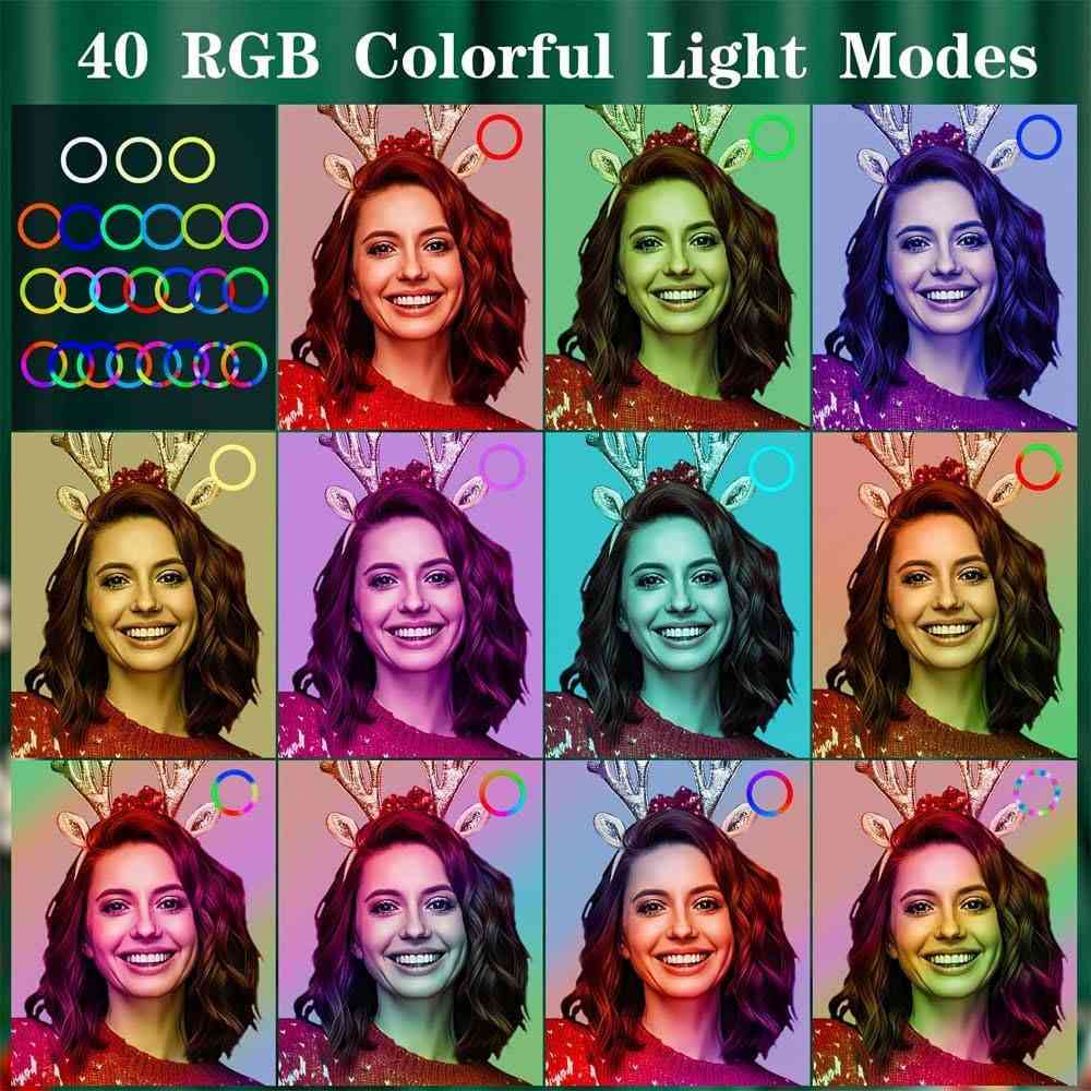 RGB LEDビデオライト三脚付 リンク10inch 撮影照明ライト カメラライト RGB USB給...