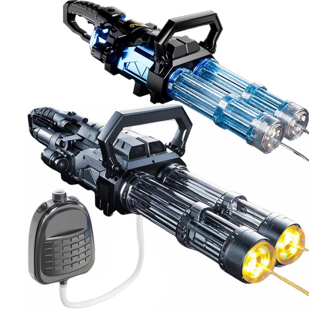 pcatecのダブルガトリングウォーターガン電動ウォーターガン 光る 水鉄砲 電動 連射模擬銃口炎灯& 2.5L水リュック1.5時間航続 電動水鉄砲 超強力飛距離10m+ かいてんほうしゅつ 高速連発水鉄砲 子供から大人まで 水遊びおもちゃ 水鉄砲合戦 海水浴/プール/川遊び 夏休み【送料無料】｜アングル2