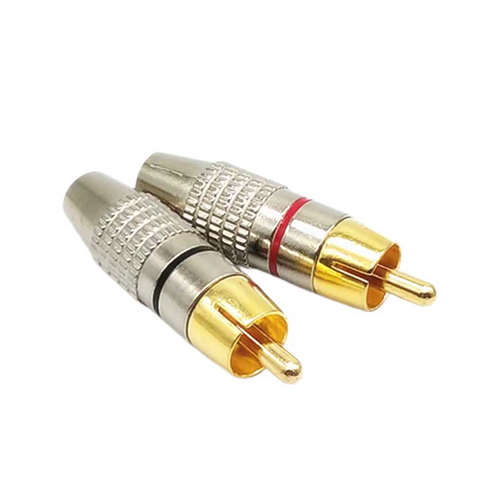 金メッキ RCA プラグ 端子 はんだレス タイプ オス PLUG TYPE タイプ B 赤黒 ケーブル自作 レッド ブラ..