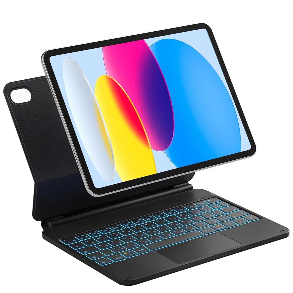 iPad A16 2025 / iPad 10.9インチ 第10世代 マジックキーボード ワイヤレス bluetooth タッチパッド キーボード カバートラックパッド搭載 RGB 7色バックライト 磁気吸着 リモートワーク