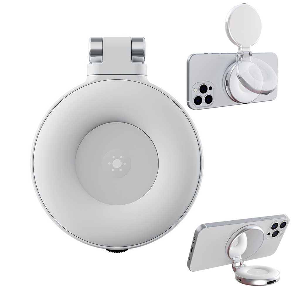 送料無料 スマホ磁気セルフィーライト iPhone Magsafe対応 CRI97 360° LED 自撮りリング フィルライト ..