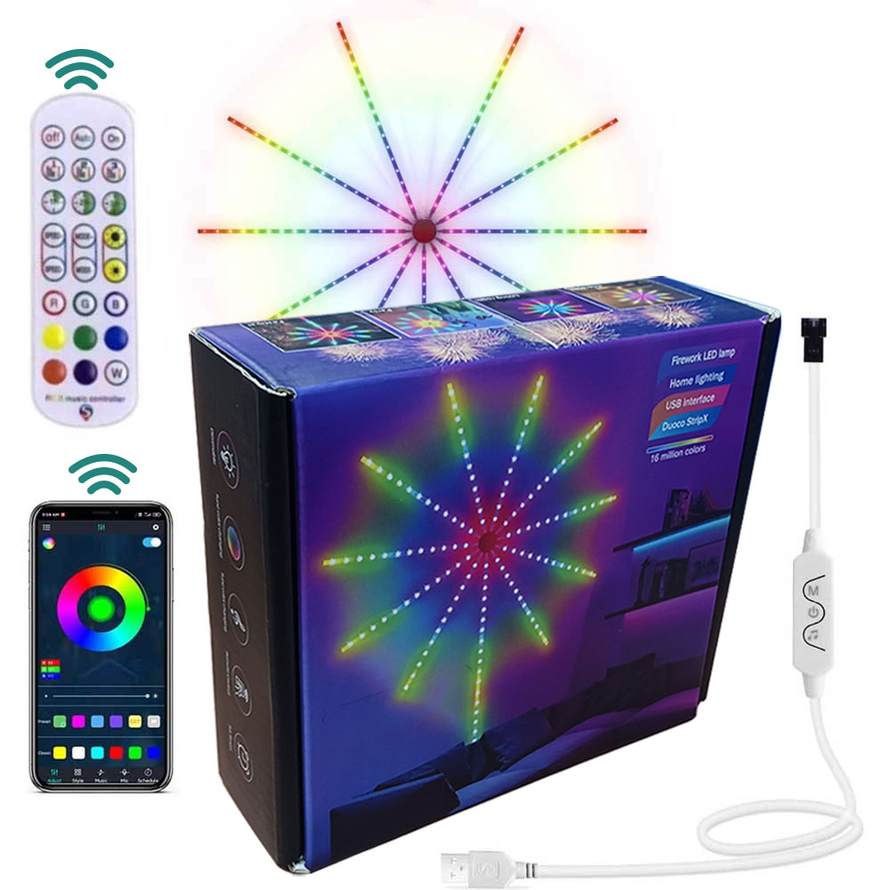 LED花火テープライト APP操作 USB花火ライト 音楽と同期色変化花火ライト 店舗/カラオケ/庭/ホーム装飾用 音楽ledテープライト【送料無料】
