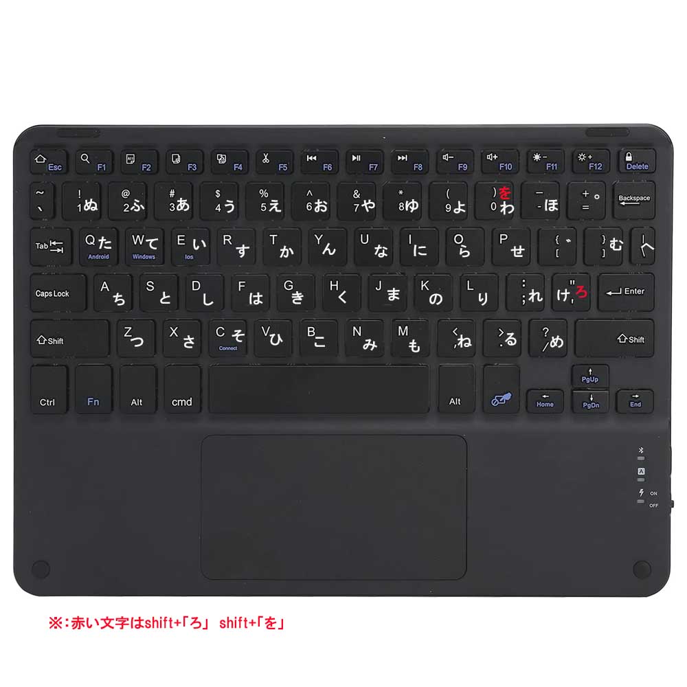 10インチタブレット Windows Android iOS用 タッチパッド Bluetooth キーボード 超薄型 ワイヤレスキーボード スタンド付きiPad Windows Android ARROWS XPERIA dtab huawei リモートワーク 在宅勤務 タブレット入力 パソコンローマ字仕様　かな仕様ios版 pcatec-10004967 pcatec サンプル画像3