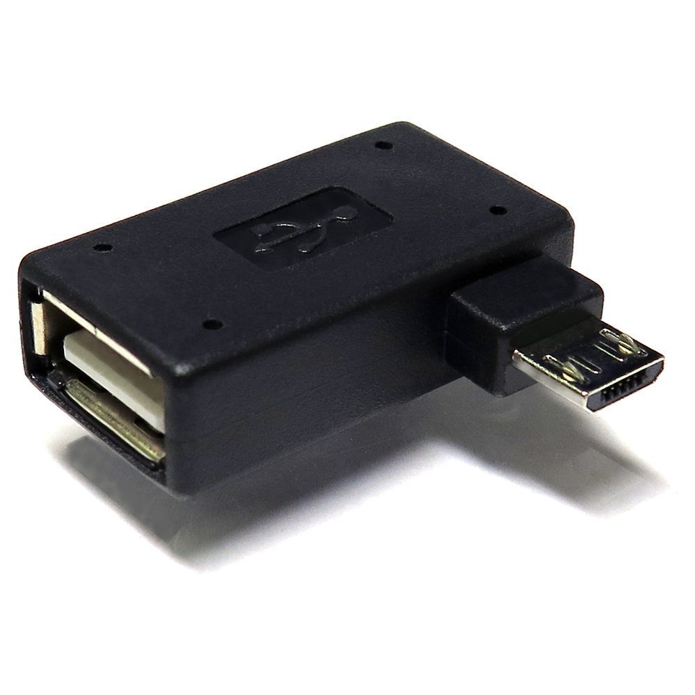 【送料無料】スマートフォン USB変換アダプタ 水平90度 OTG HUB-USB(メス) 給電とマウスやキーボード等を同時使用できるUSBハブ【microUSB 左向き】