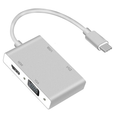 【送料無料】USB3.1-C 変換アダプター Type-C to HDMI / VGA / DVI 変換アダプター 4 in 1 4K*2K 1080pの解像度 対応 Apple MacBook、Google ChromeBook などに対応☆