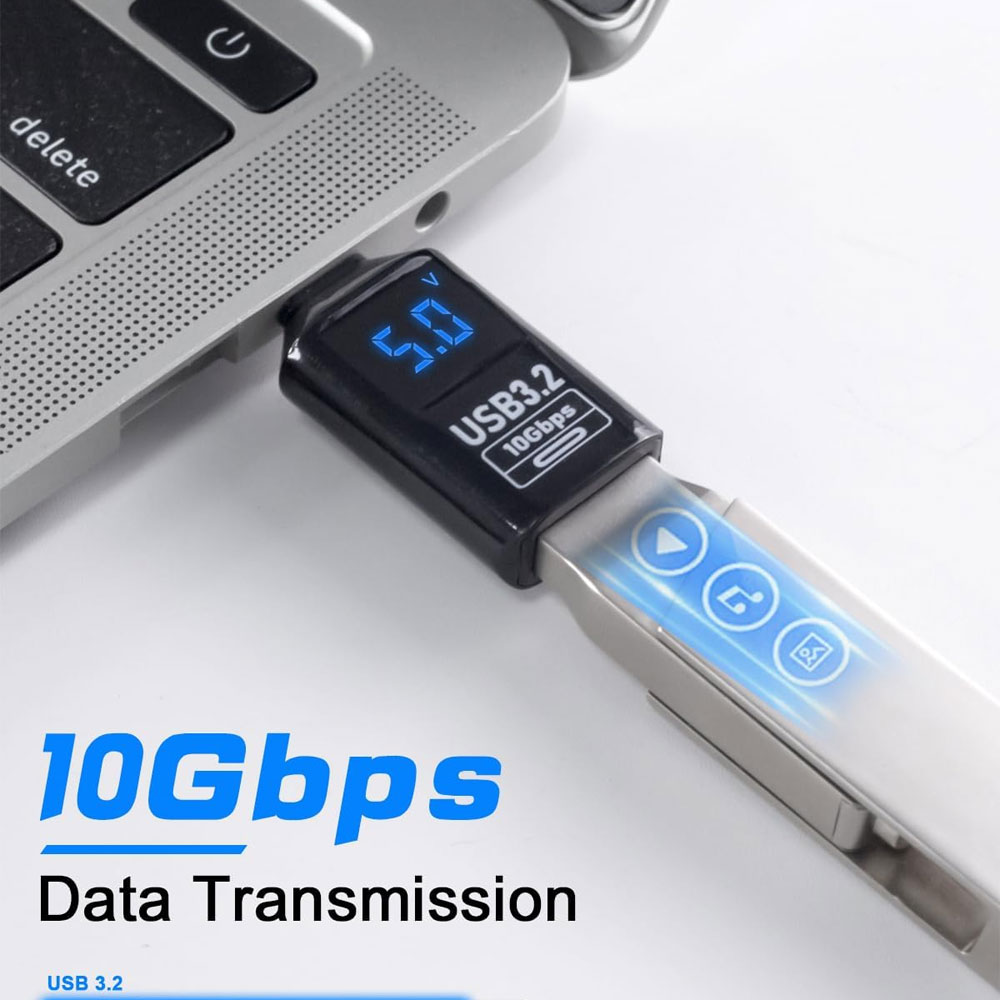 USB変換アダプタ LEDワットスクリーン表示 リアルタイムの電力監視 USB3.2 10Gbps ...