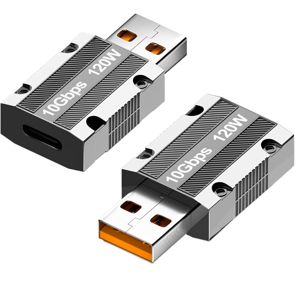 USB C - USB A 変換アダプタ アルミ合金ボディ 120W 10Gbps USB-C to USB-A 高速データ転送 PD高速充電..