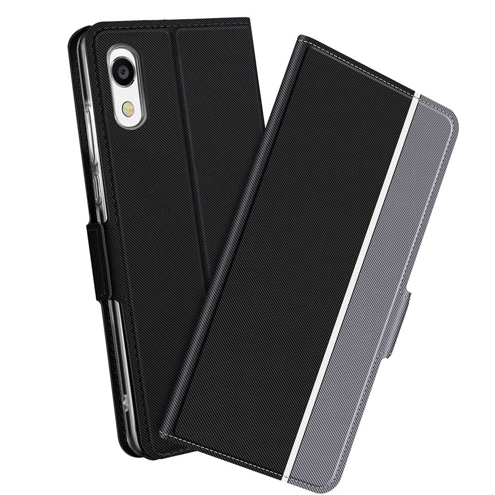 樂天商城 - 【送料無料】AQUOS sense3 plus サウンドSHV46 スマホケース 手帳型ケース カバー　ツートーンカラー ストナップ付き　マグネット 定期入れ ポケット シンプル スマホケース　ブラック＆グレー　ネイビー＆グレー　ローズゴールド＆グレー選択可能