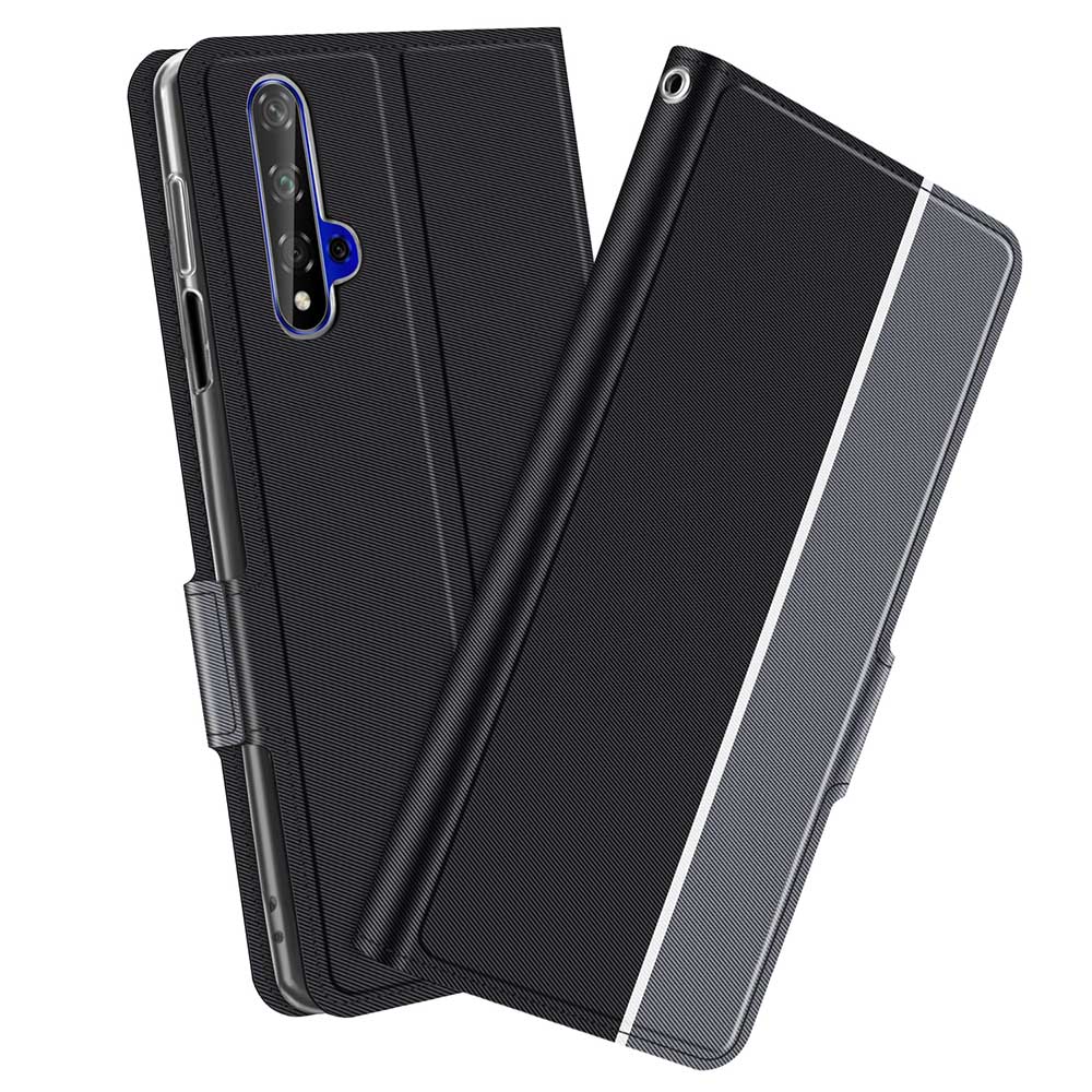 Rakuten - 【送料無料】HUAWEI nova 5T/ honor 20スマホケース 手帳型ケース カバー　ツートーンカラー ストナップ付き　マグネット 定期入れ ポケット シンプル スマホケース　ブラック＆グレー　ネイビー＆グレー　ローズゴールド＆グレー選択可能