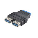 2ポート USB 3.0 メス マザーボード USB3.0 19ピンヘッダー 変換アダプタ フロントパネル用