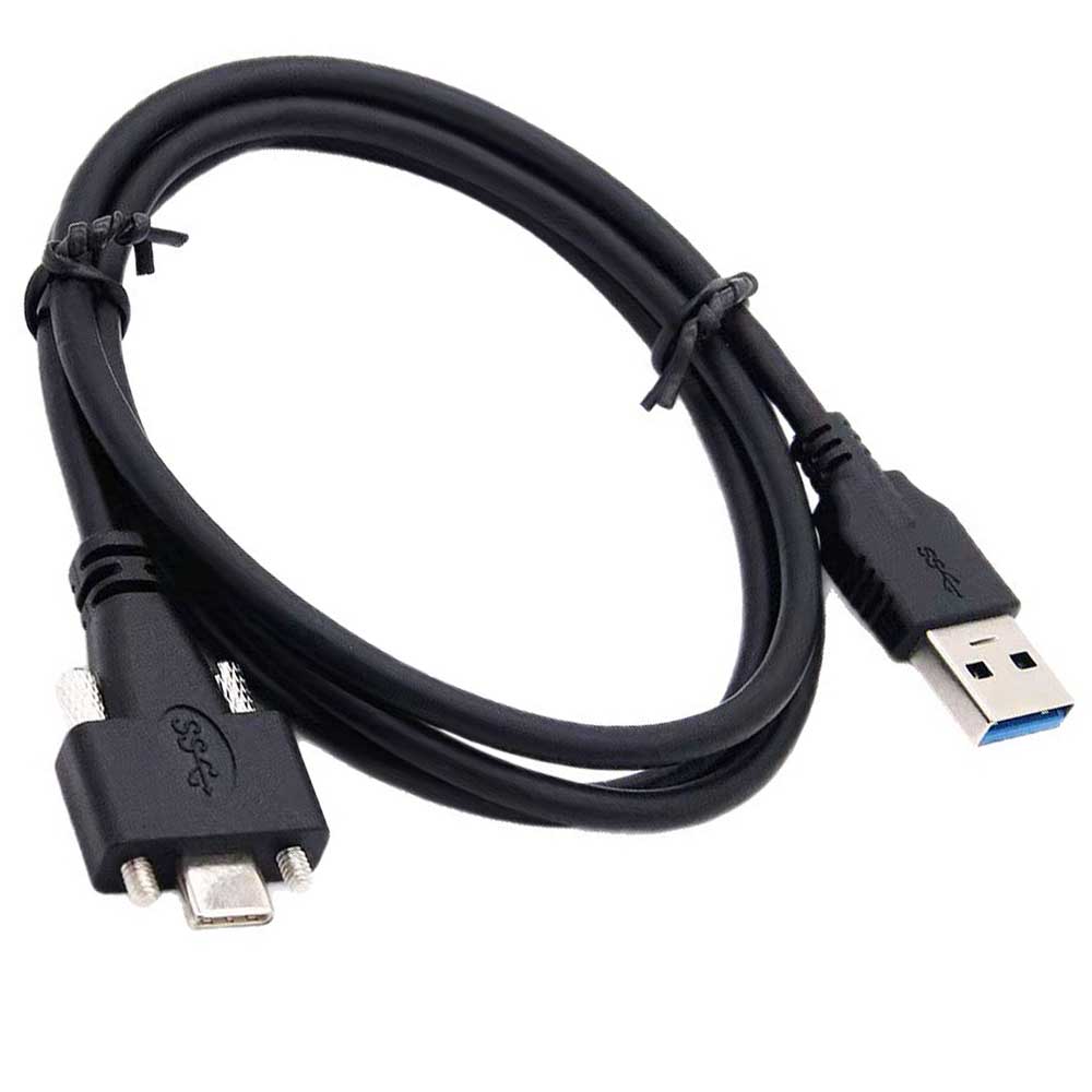 乐天商城 - USB3.1 Type-C USB-Cデュアルネジロック式Type-A USB3.0データ10Gbps電源コード1m ネジ止め付き VR産業用カメラ、スマートフォン、FPV、コンピューターに対応 送料無料