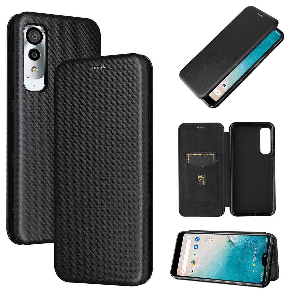 樂天商城 - アンドロイド S8 スマホケース カバー Android One S8 手帳型 カーボンファイバー 炭素繊維カバー TPU 保護バンパー 財布型 マグネット式 カード収納 落下防止 ホルダ 横開き ワイモバイル