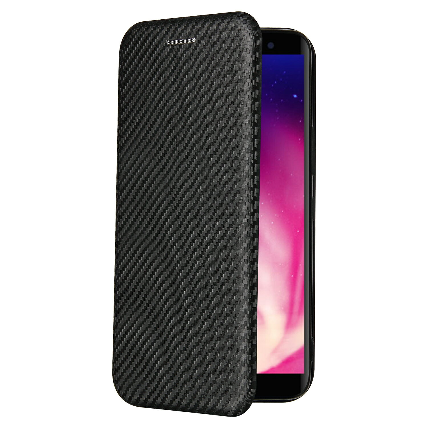 Rakuten - 楽天ハンド 手帳 スマホケース Rakuten Hand 薄型 カーボンファイバー 炭素繊維カバー TPU 保護バンパー 財布型 マグネット式 カード収納 落下防止 ホルダ 横開き 楽天モバイル ラクテンハンド