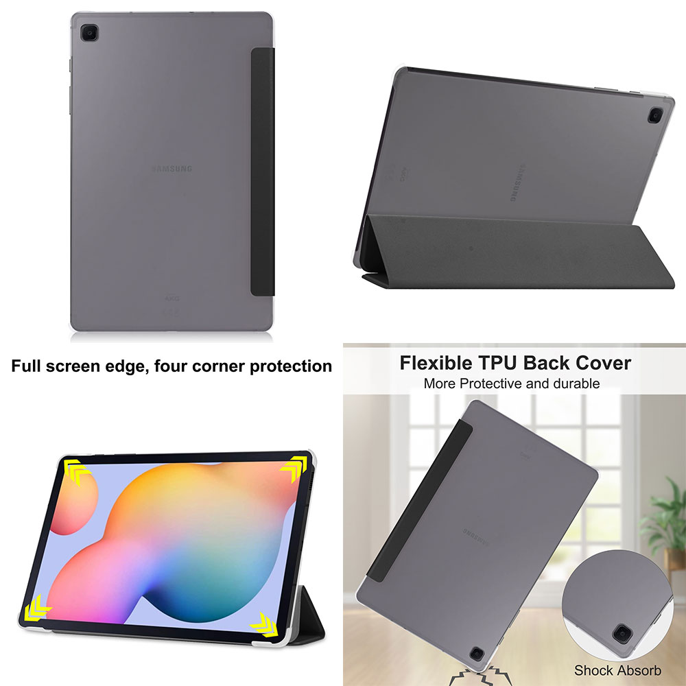 Galaxy Tab S6 Lite 10.4inch（P610 /P615) カバー 三つ折 クリアカバー 超薄 軽量型 スタンド機能 高品質PUレザーケース