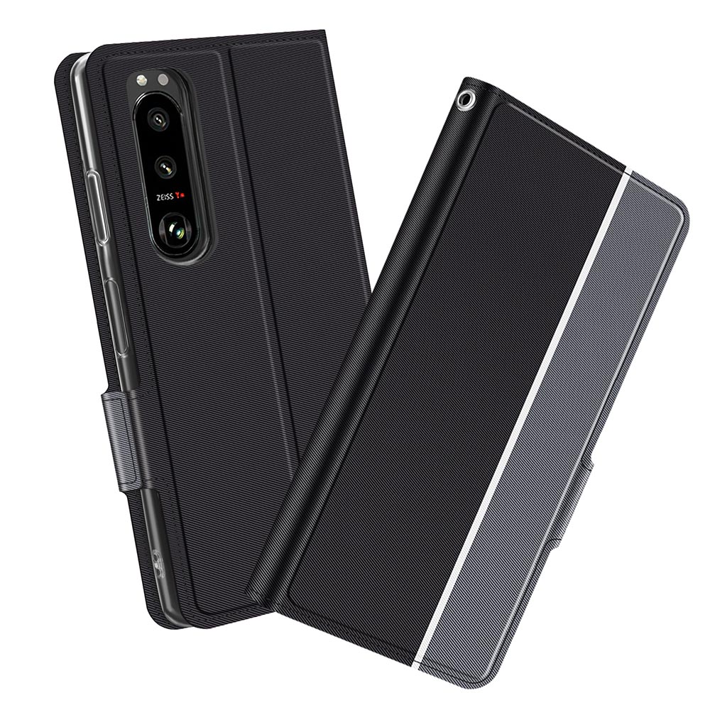 Xperia 5 III スマホケース 手帳型ケース カバー ツートーンカラー ストナップ付き マグネット 定期入れ ポケット シンプル スマホケース エクスペリア・ファイブ・マーク・スリー