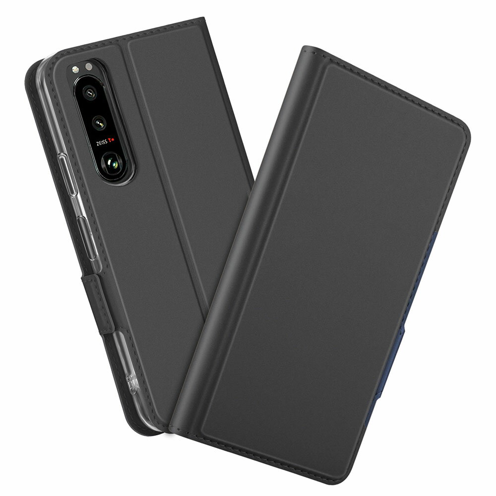 Xperia 5 III ケース 手帳型ケース カバー マグネット 定期入れ ポケット シンプル スマホケース　エクスペリア・ファイブ・マーク・スリー