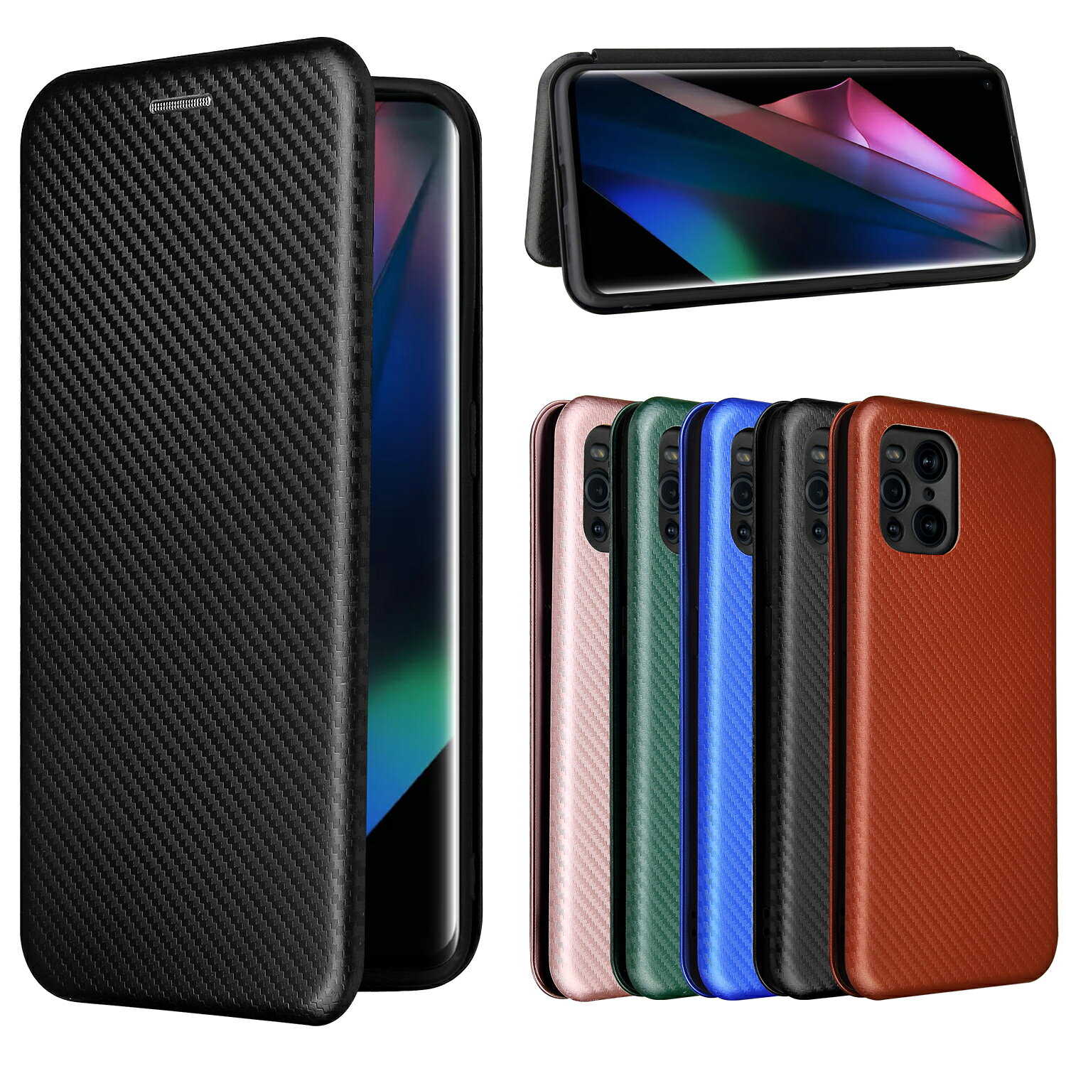 樂天商城 - OPPO Find X3 Pro OPG03 ケース カバー 手帳型 薄型 カーボンデザイン 炭素繊維カバー TPU 保護バンパー 財布型 マグネット式 カード収納 落下防止 ホルダ 横開き 送料無料 オッポ ファインド エックススリー プロ OPPO Find X8 オッポ ファインド エックス エイト