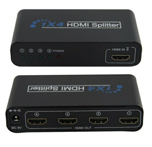 【送料無料】HDMI(オス)　to 4HDMI(メス)　分配器(1入力×4出力）3D対応 V1.4 1080P☆HDMI 1X4スプリッタ..