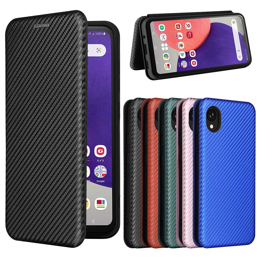 Rakuten - 【送料無料】Galaxy A22 5G SC-56B手帳型 薄型 カーボンファイバー 炭素繊維カバー TPU 保護バンパー 財布型 マグネット式 カード収納 落下防止 ホルダ 横開き