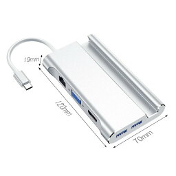 【送料無料】 Type-C 7in1 USBハブ Type-C Hub 高速USB 3.0ポート / USB-C 充電ポート / VGA/ HDMI / 有線LAN/スタンド アルミニウム合金仕上げ コンパクト 多機能 Samsung Galaxy /S9/S8/Note 9/Macbook pro/2018/2019/2020 MacBook Airなど対応