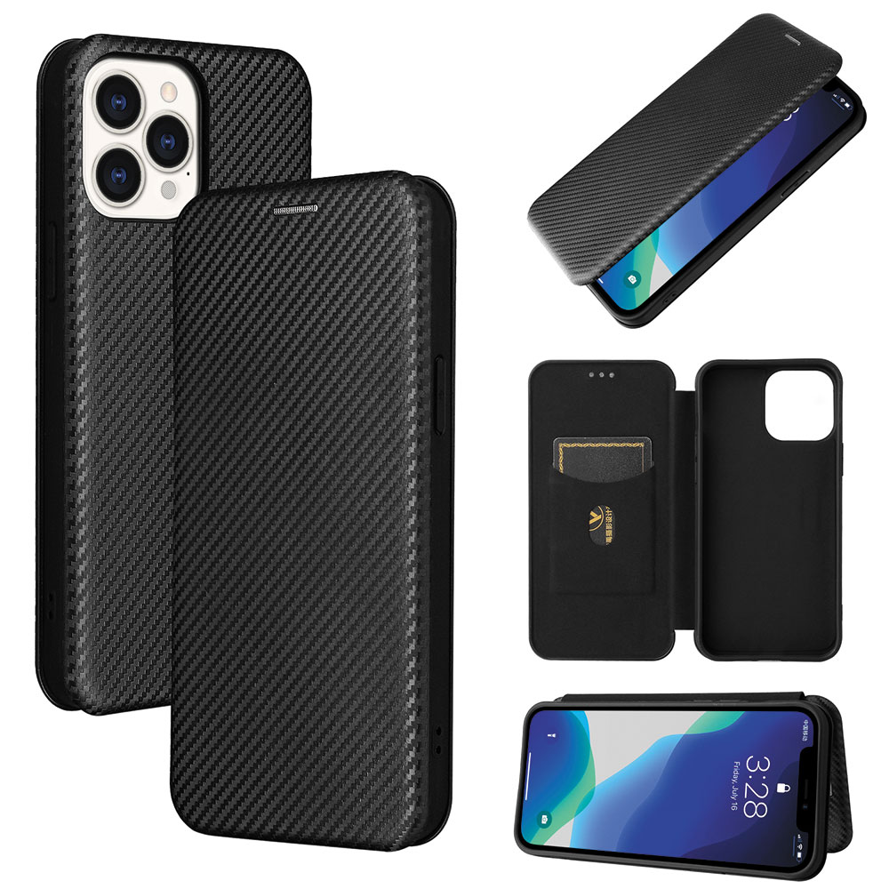 樂天商城 - iPhone13 Pro Max手帳型 薄型 カーボンファイバー 炭素繊維カバー TPU 保護バンパー 財布型 マグネット式 カード収納 落下防止 ホルダ 横開き
