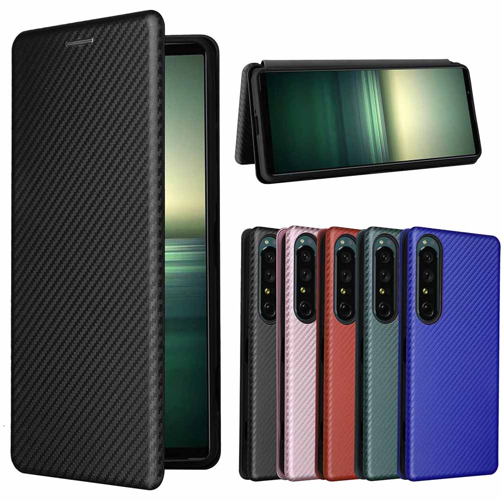 Xperia 1 IV マーク4 SO-51C SOG06 ケース カバー 手帳型 スマホケース 薄型 カーボンデザイン 炭素繊維カバー TPU 保護バンパー 財布型 マグネット式 カード収納 落下防止 ホルダ 横開き エクスペリア ワン マークフォー 送料無料
