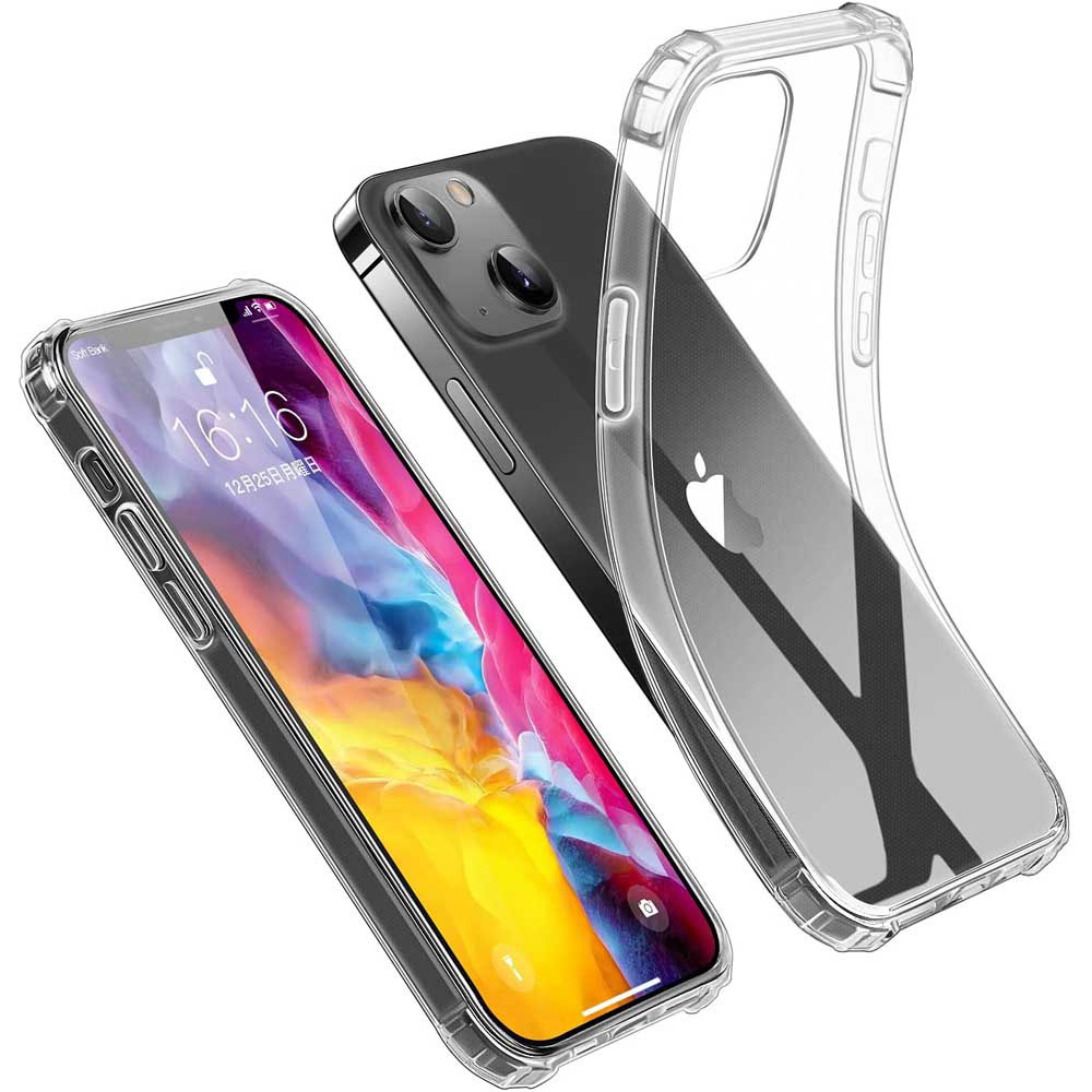 Rakuten - iPhone13 13mini 13Pro 13ProMax ソフトケース 四角保護TPUケース・カバー 超薄軽量クリアケース 送料無料